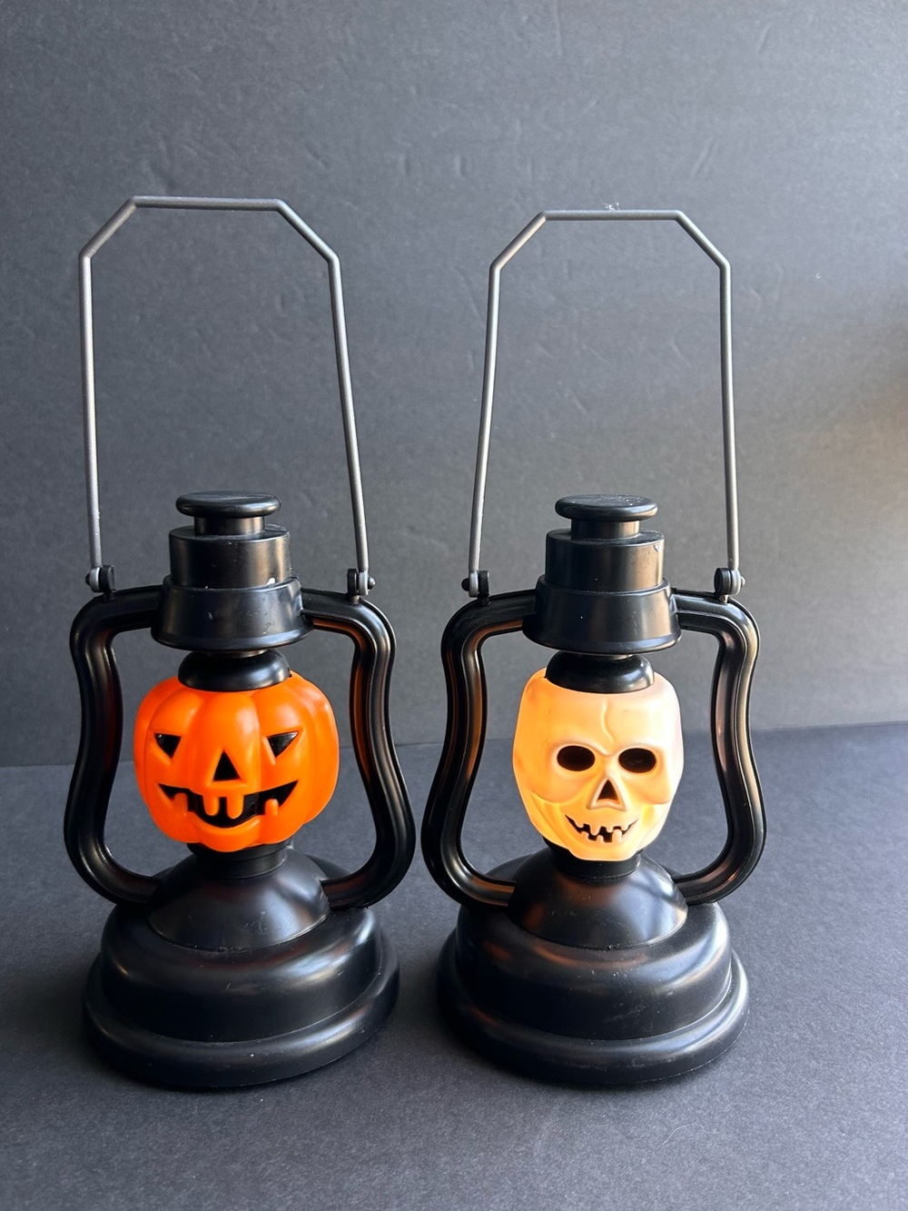 Vintage Halloween 90s Skeleton and Jack-o-lantern Lanterns